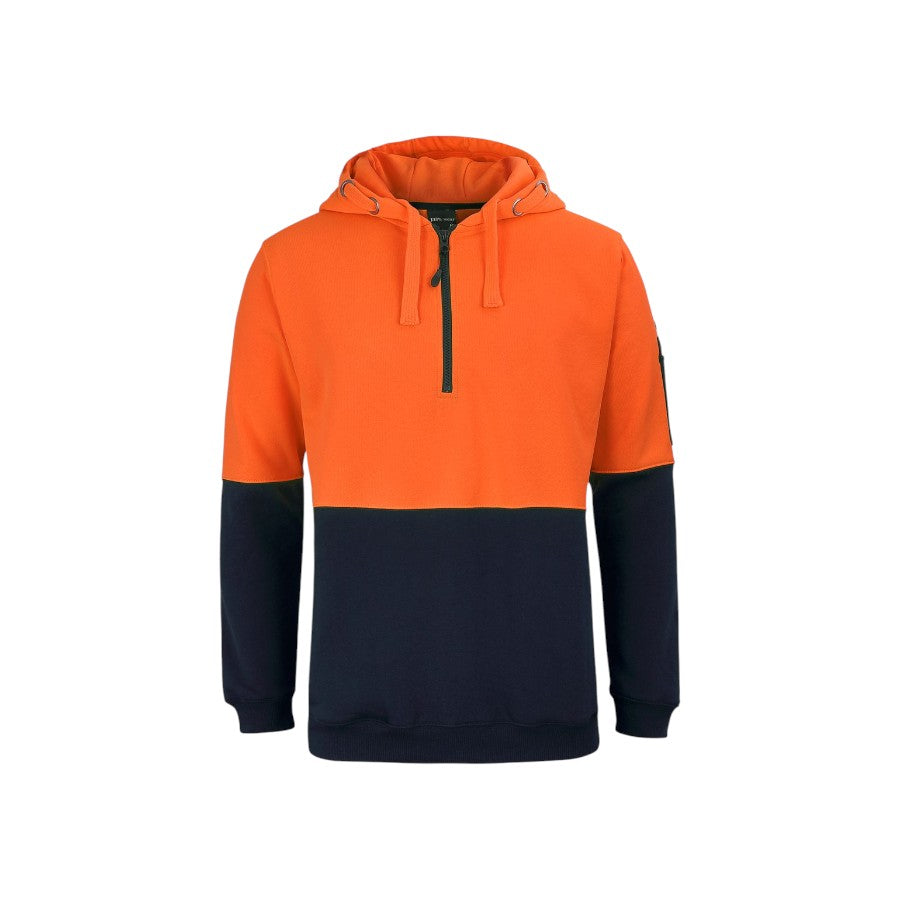 Hi Vis 1/2 Zip Hoodie - Orange/Navy