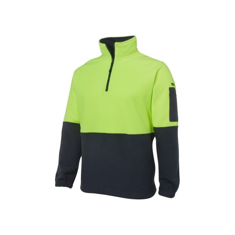 Hi Vis 1/2 Zip Polar Fleece - Lime/Navy