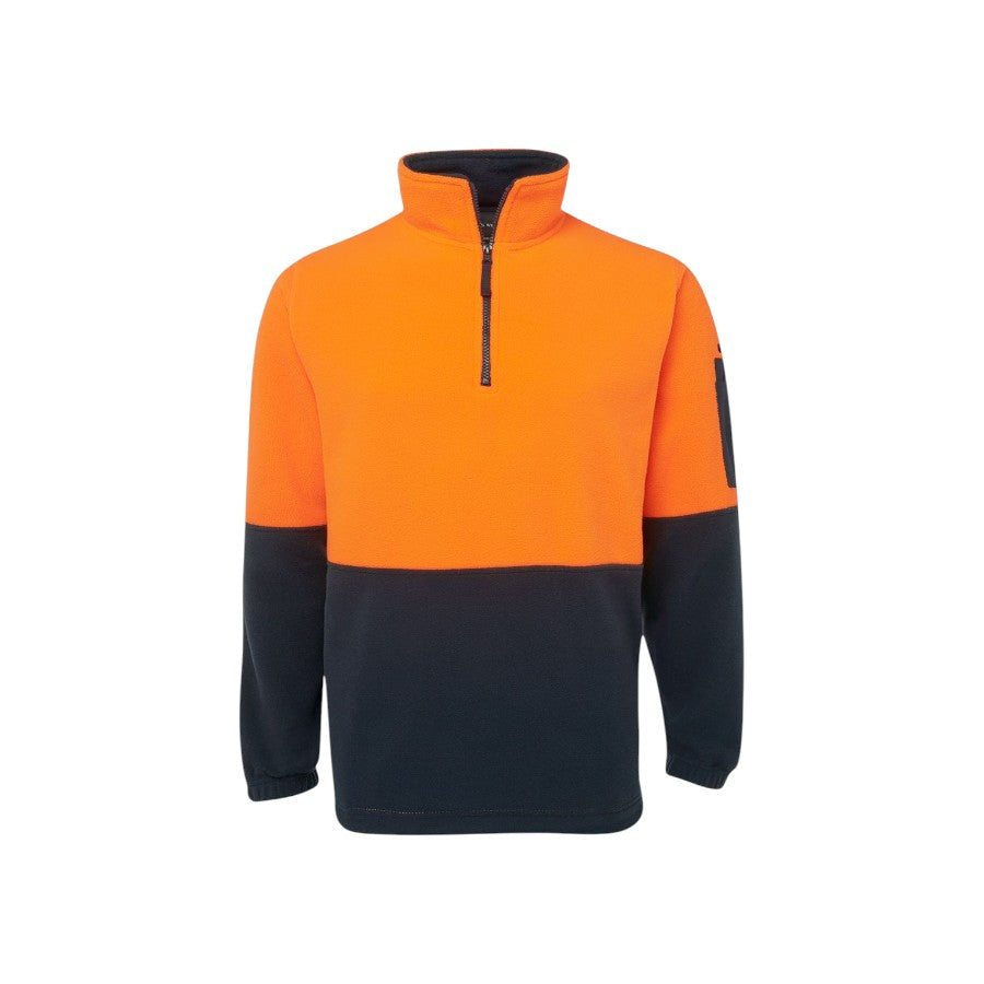 Hi Vis 1/2 Zip Polar Fleece - Orange/Navy