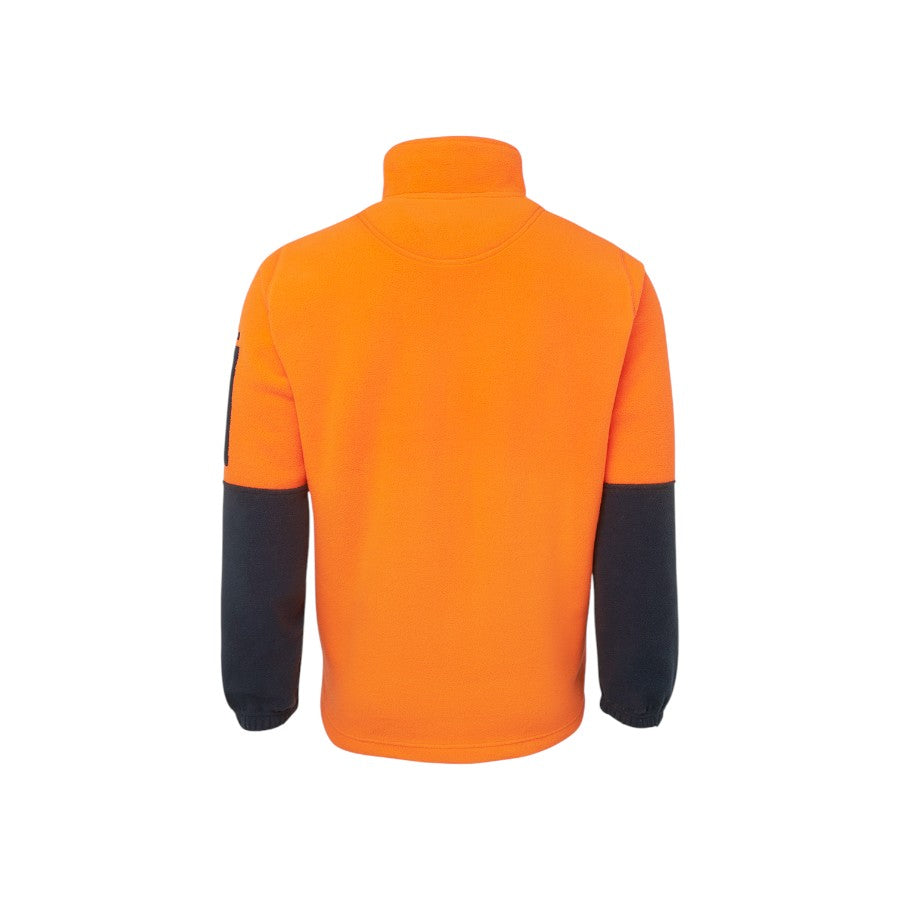 Hi Vis 1/2 Zip Polar Fleece - Orange/Navy