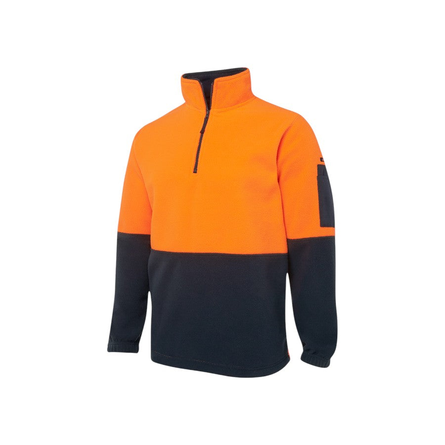 Hi Vis 1/2 Zip Polar Fleece - Orange/Navy