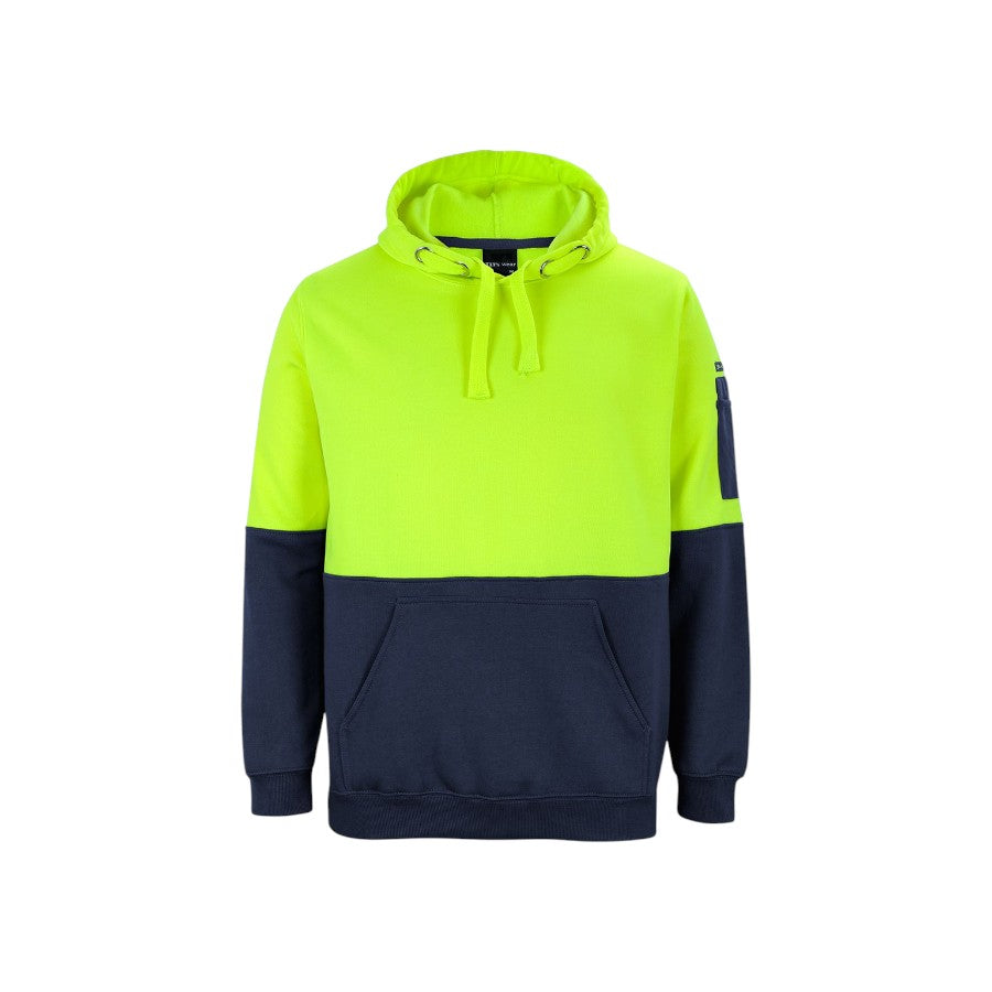 Hi Vis Pull Over Hoodie - Lime/Navy