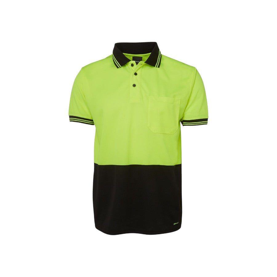Hi Vis S/S Traditional Polo - Lime/Black