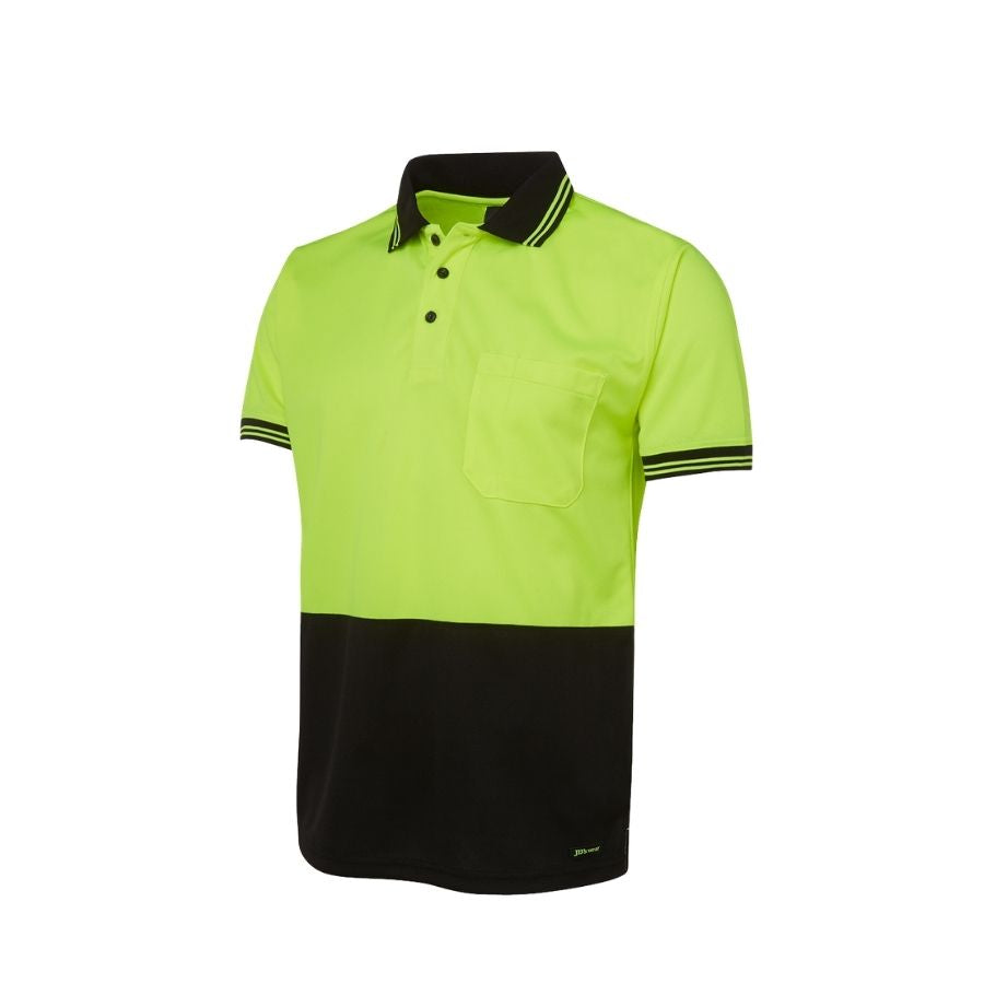 Hi Vis S/S Traditional Polo - Lime/Black