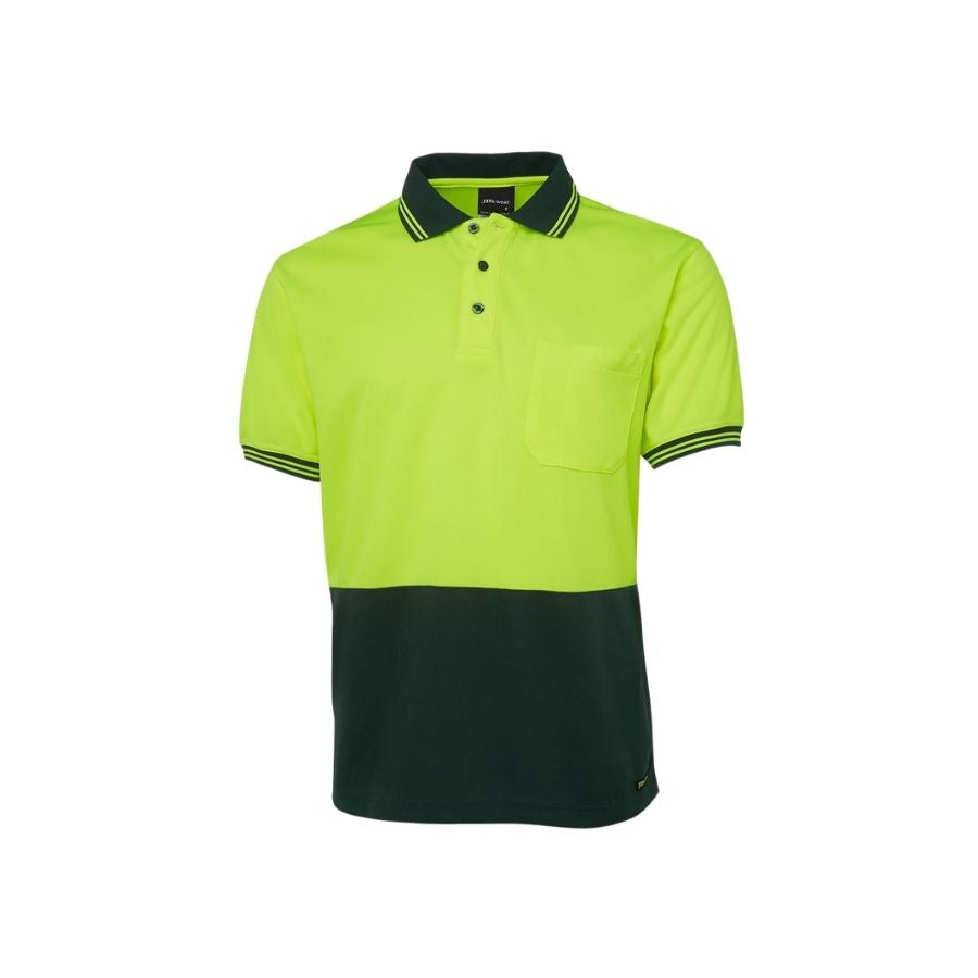 Hi Vis S/S Traditional Polo - Lime/Bottle