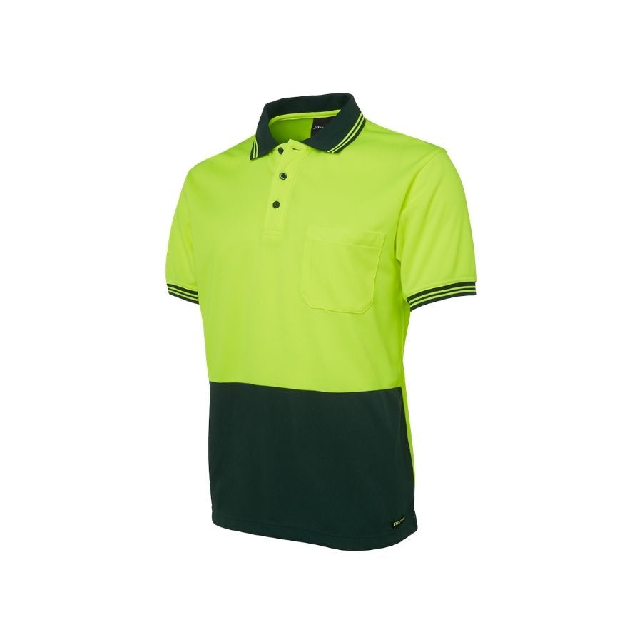 Hi Vis S/S Traditional Polo - Lime/Bottle