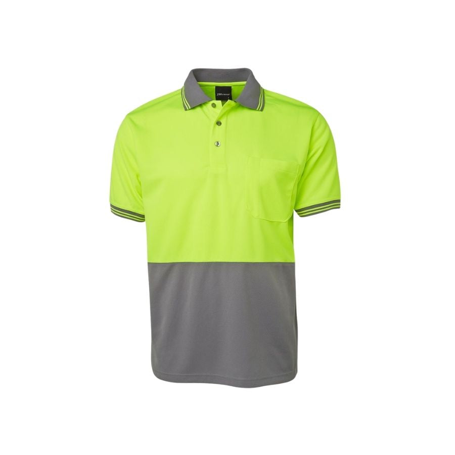 Hi Vis S/S Traditional Polo - Lime/Charcoal