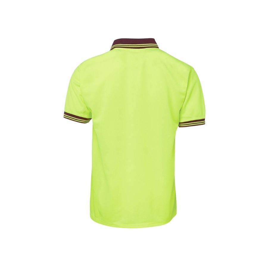 Hi Vis S/S Traditional Polo - Lime/Maroon