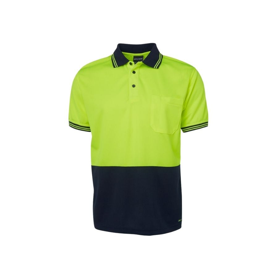 Hi Vis S/S Traditional Polo - Lime/Navy