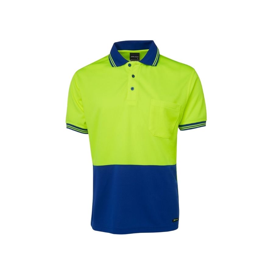 Hi Vis S/S Traditional Polo - Lime/Royal