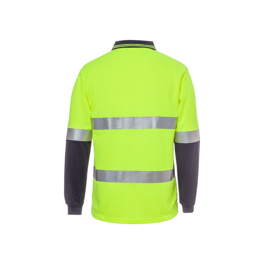 Hi Vis L/S (D+N) Traditional Polo - Lime/Navy