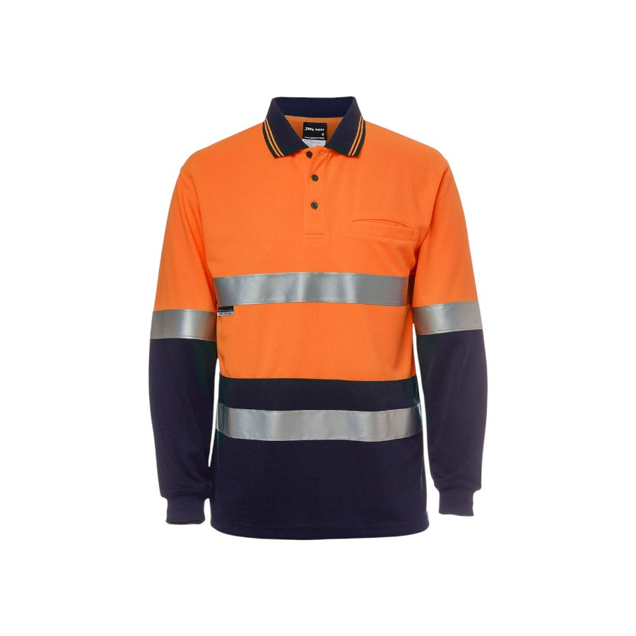 Hi Vis L/S (D+N) Traditional Polo - Orange/Navy