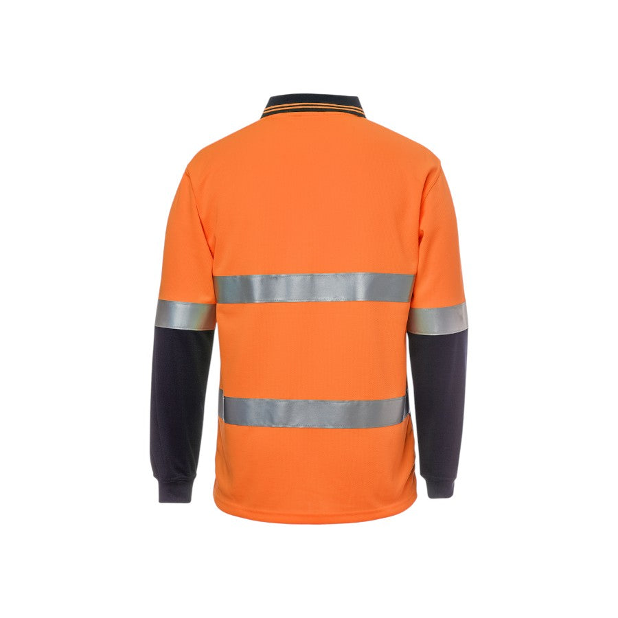 Hi Vis L/S (D+N) Traditional Polo - Orange/Navy