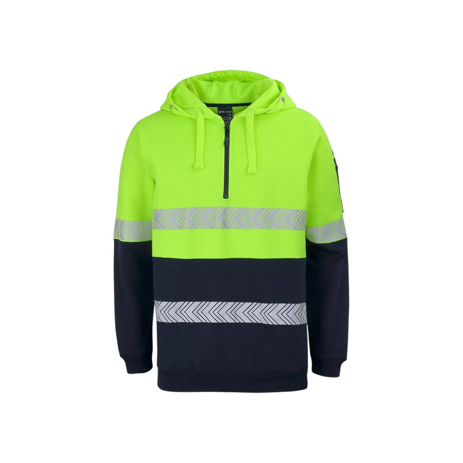 Hi Vis (D+N) 1/2 Zip Segmented Tape Hoodie - Lime/Navy
