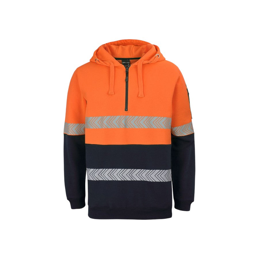 Hi Vis (D+N) 1/2 Zip Segmented Tape Hoodie - Orange/Navy