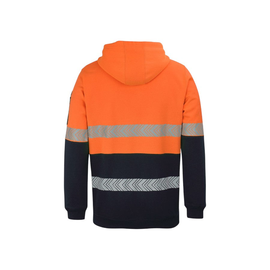 Hi Vis (D+N) 1/2 Zip Segmented Tape Hoodie - Orange/Navy