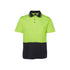 Hi Vis Non Cuff S/S Cotton Back Polo - Lime/Navy