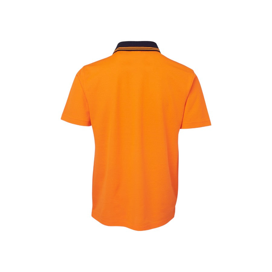 Hi Vis Non Cuff S/S Cotton Back Polo - Orange/Navy
