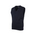 Navy V-neck knitted vest, side view