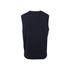 Navy V-neck knitted vest, back view