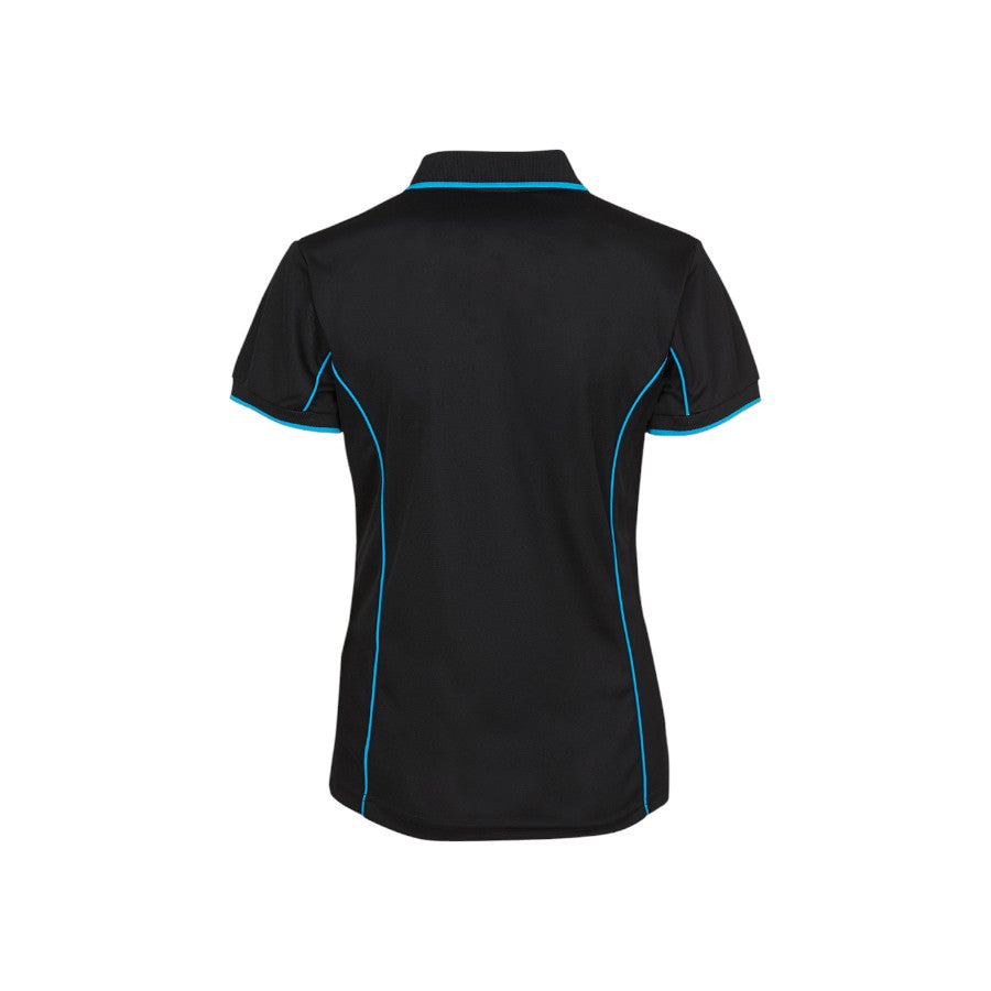 Podium Ladies Piping Polo - Black/Aqua
