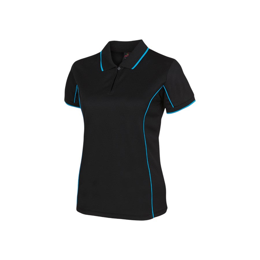 Podium Ladies Piping Polo - Black/Aqua