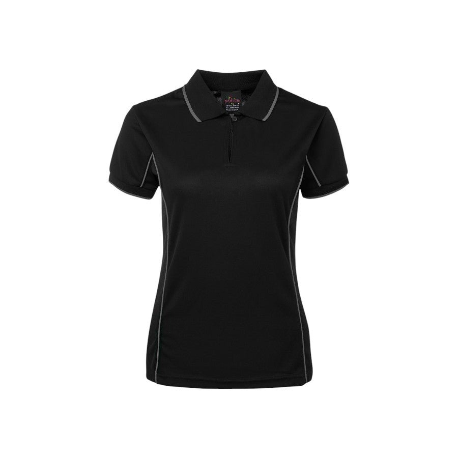Podium Ladies Piping Polo - Black/Grey