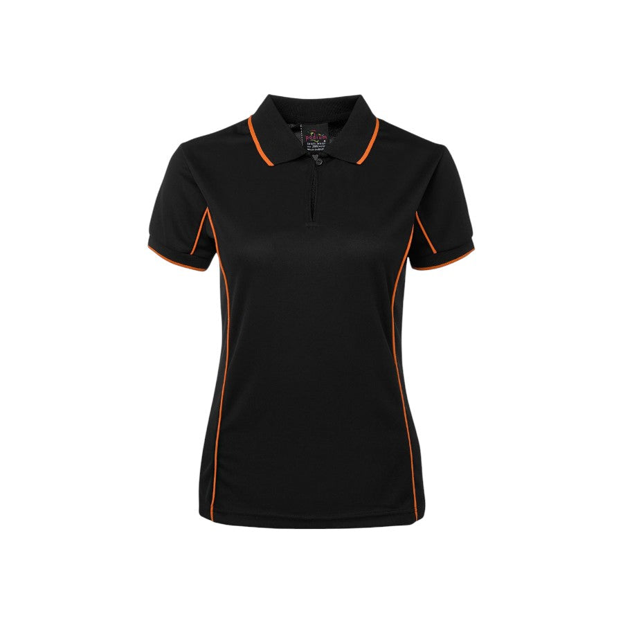 Podium Ladies Piping Polo - Black/Orange