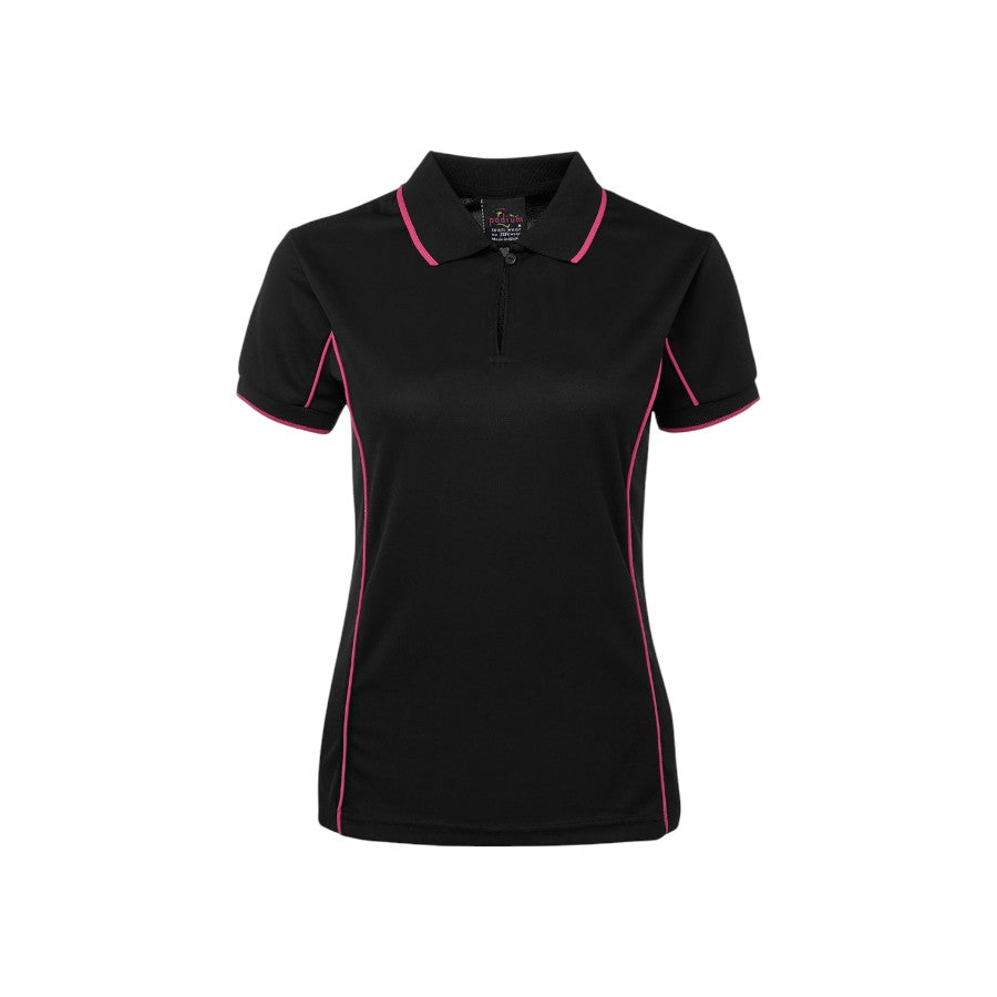 Podium Ladies Piping Polo - Black/Pink