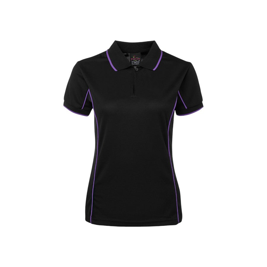 Podium Ladies Piping Polo - Black/Purple