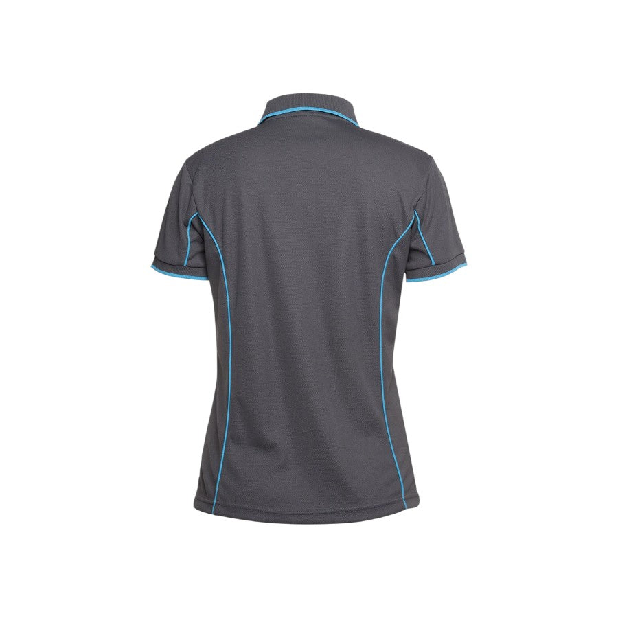 Podium Ladies Piping Polo - Charcoal/Aqua