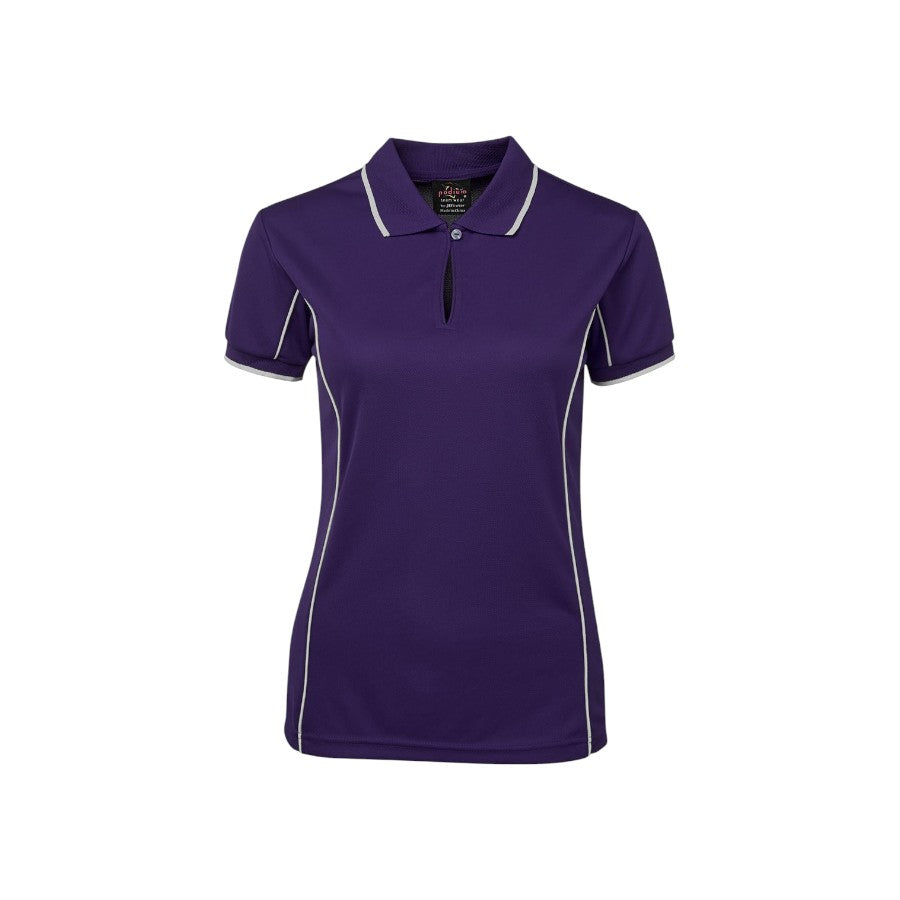 Podium Ladies Piping Polo - Purple/White