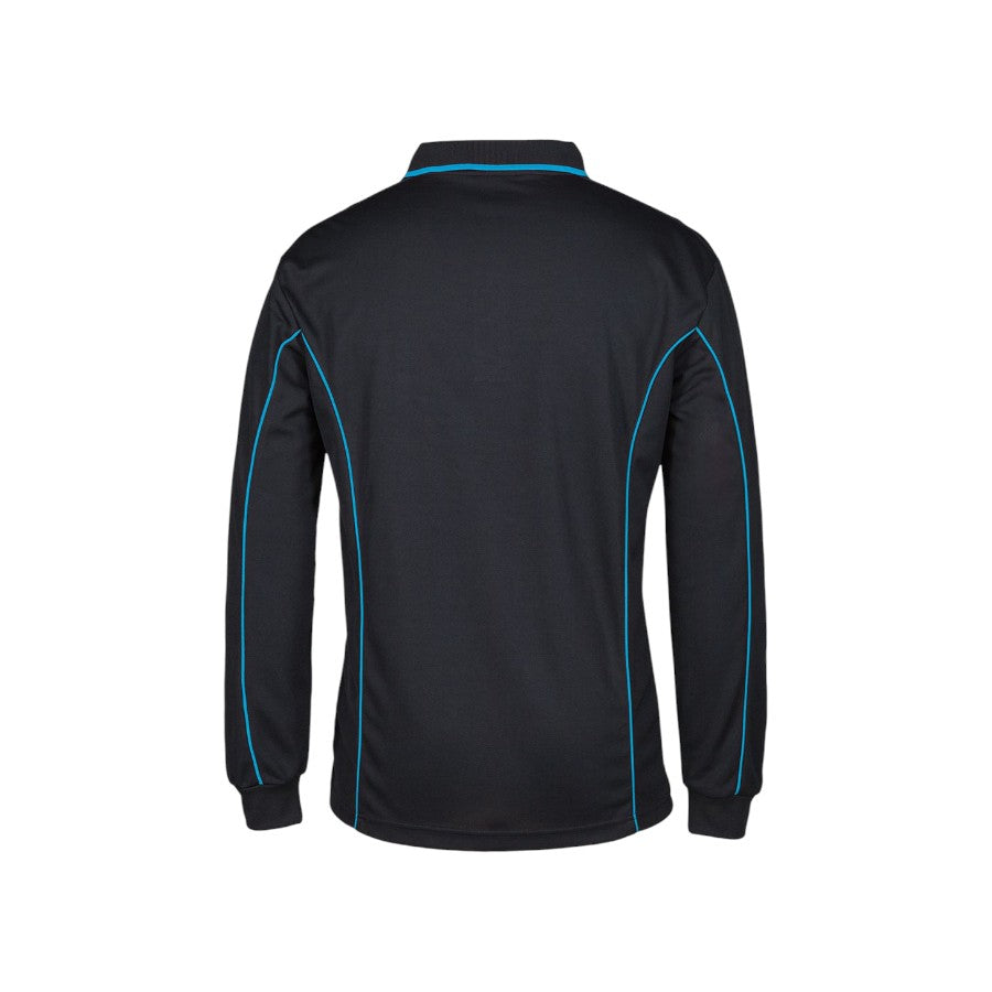 Podium L/S Piping Polo - Black/Aqua