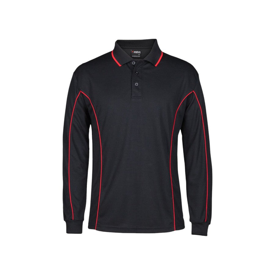Podium L/S Piping Polo - Black/Red