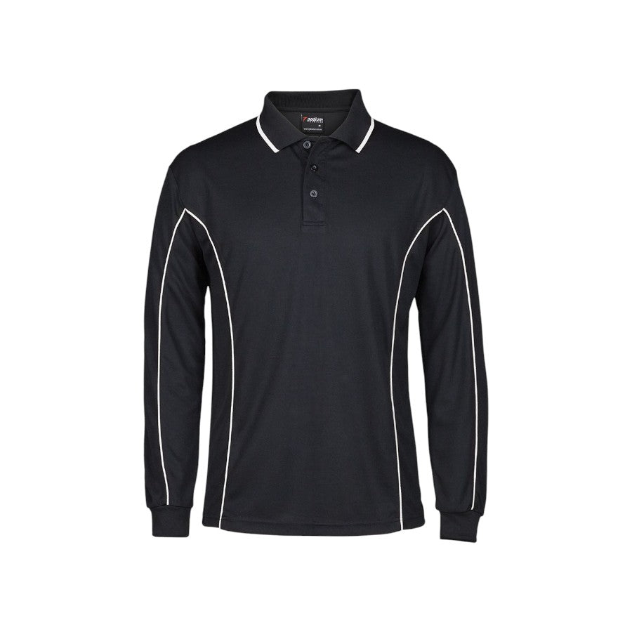 Podium L/S Piping Polo - Black/White