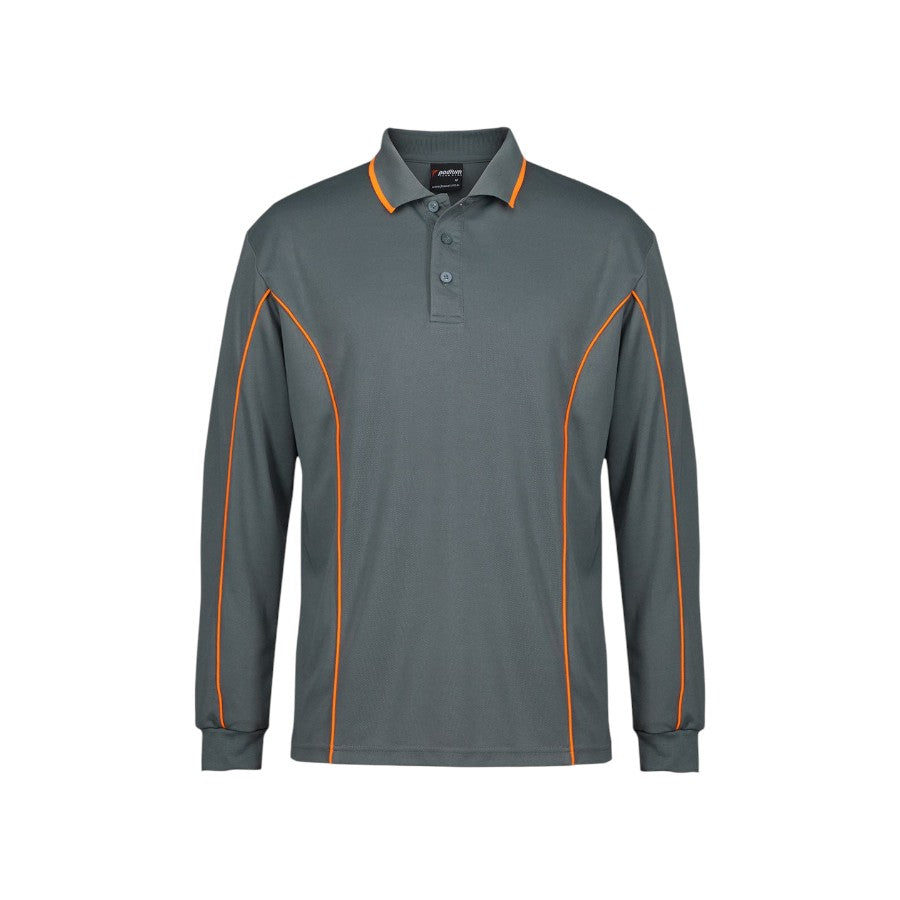 Podium L/S Piping Polo - Grey/Orange