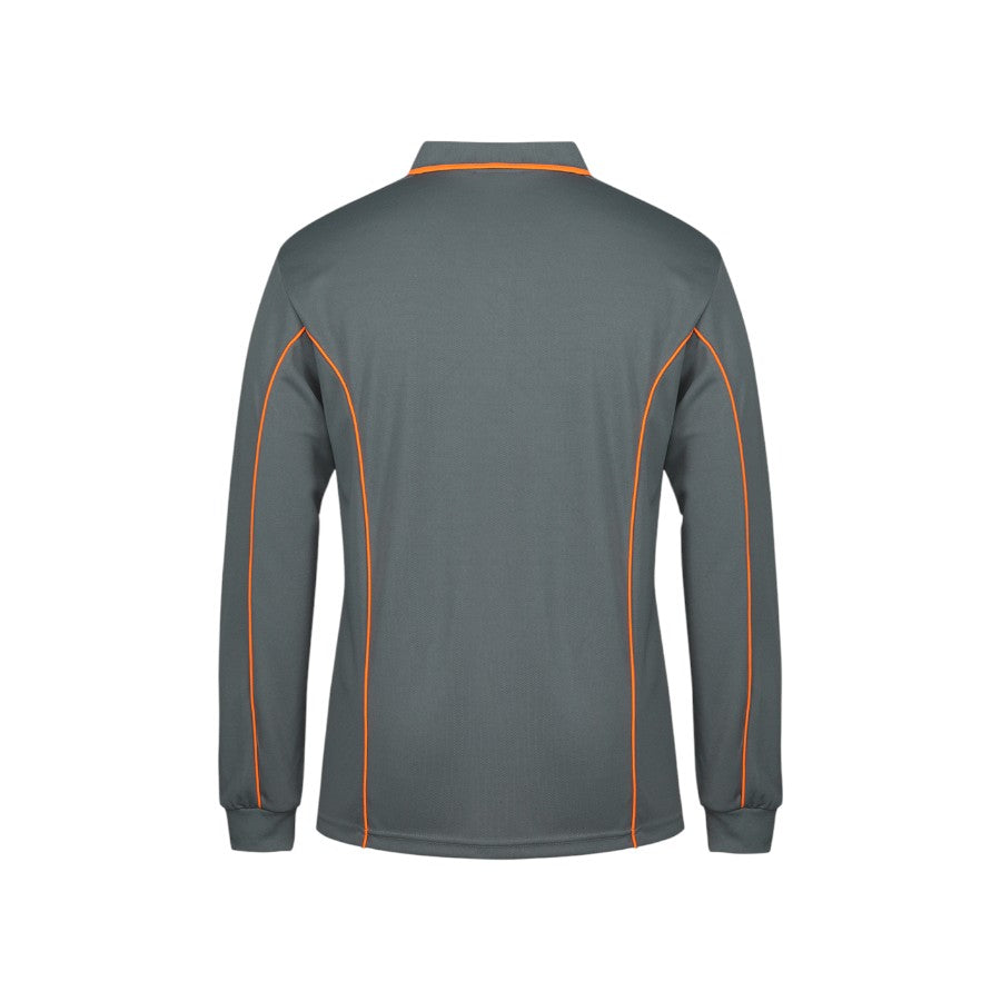 Podium L/S Piping Polo - Grey/Orange