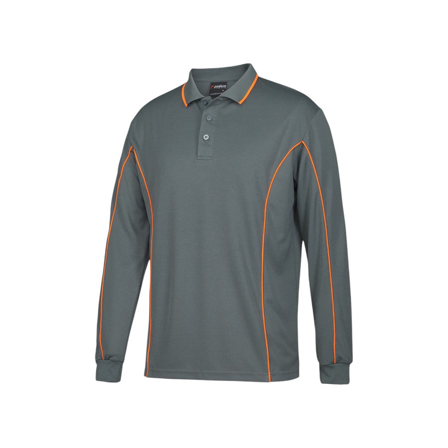 Podium L/S Piping Polo - Grey/Orange