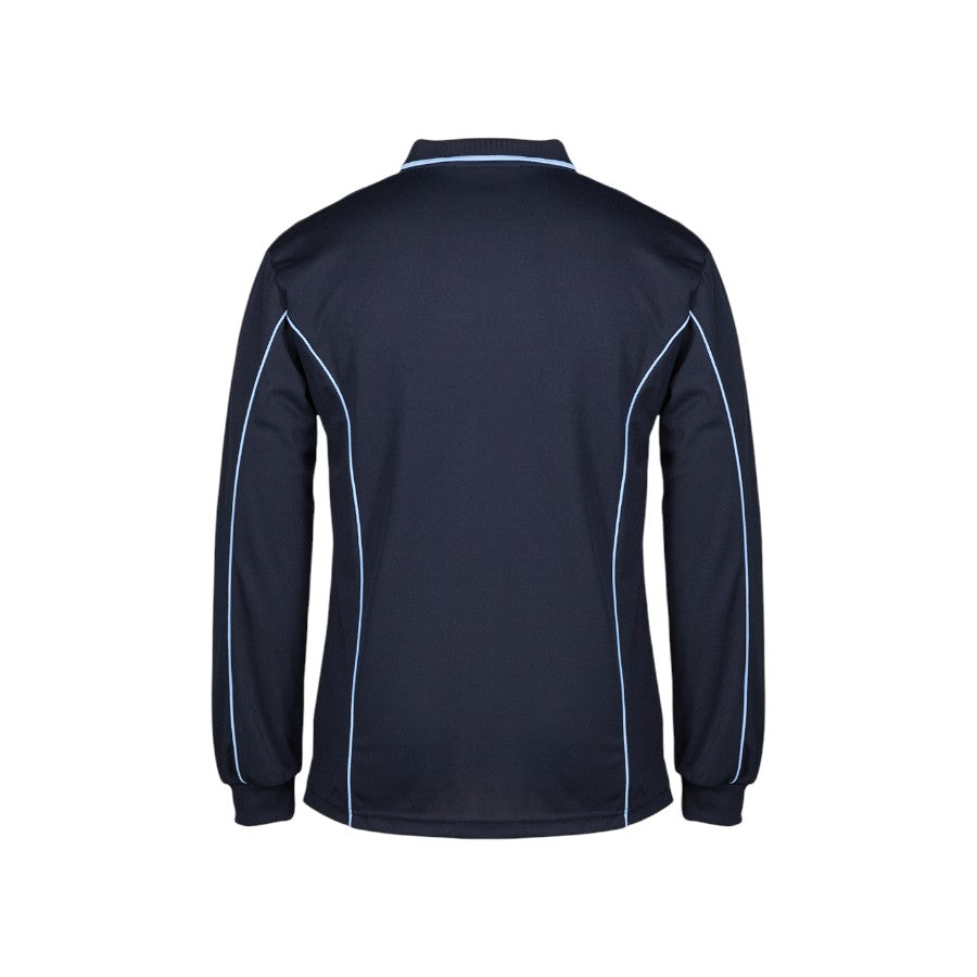 Podium L/S Piping Polo - Navy/Lt Blue