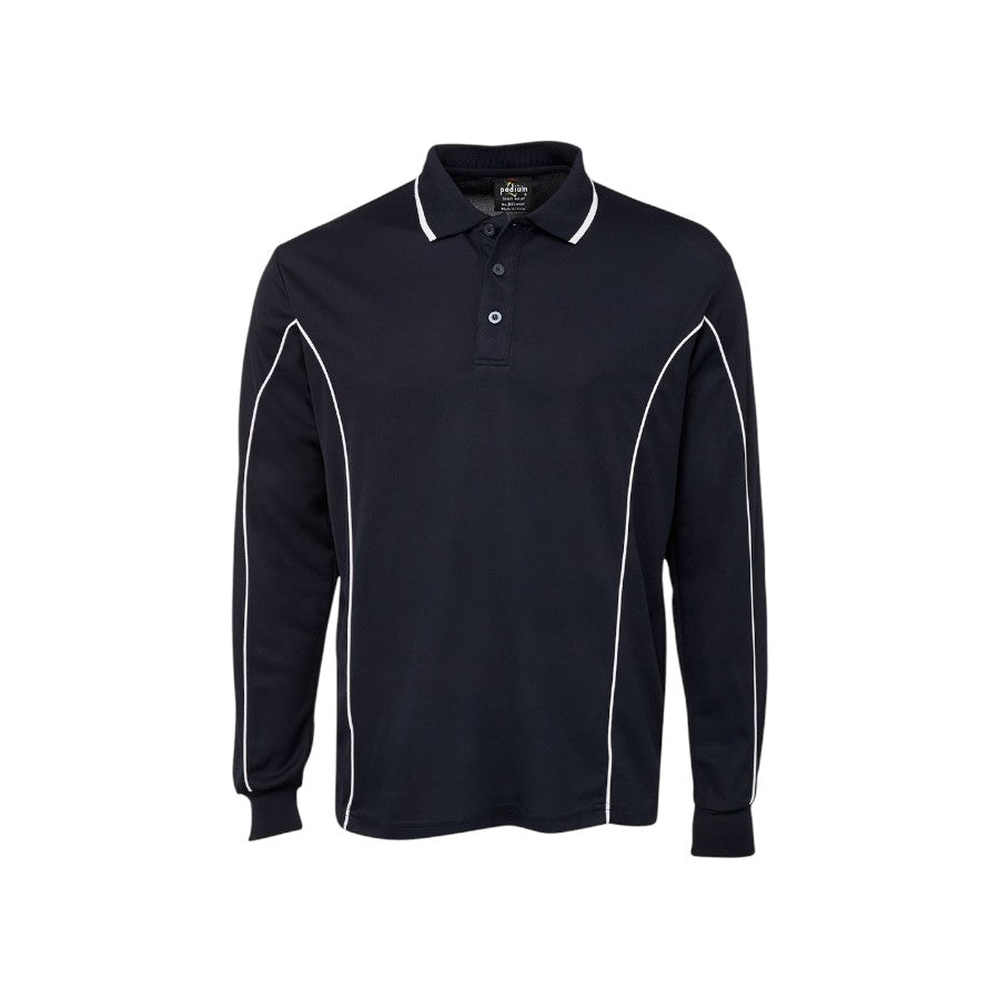 Podium L/S Piping Polo - Navy/White