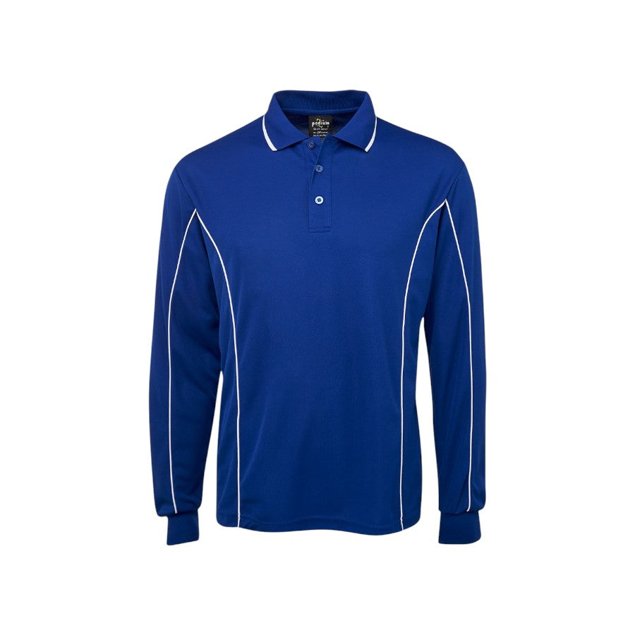 Podium L/S Piping Polo - Royal/White