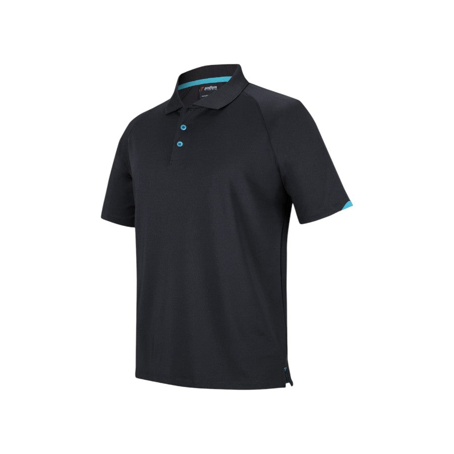 Podium Contrast Stretch Polo - Black/Aqua