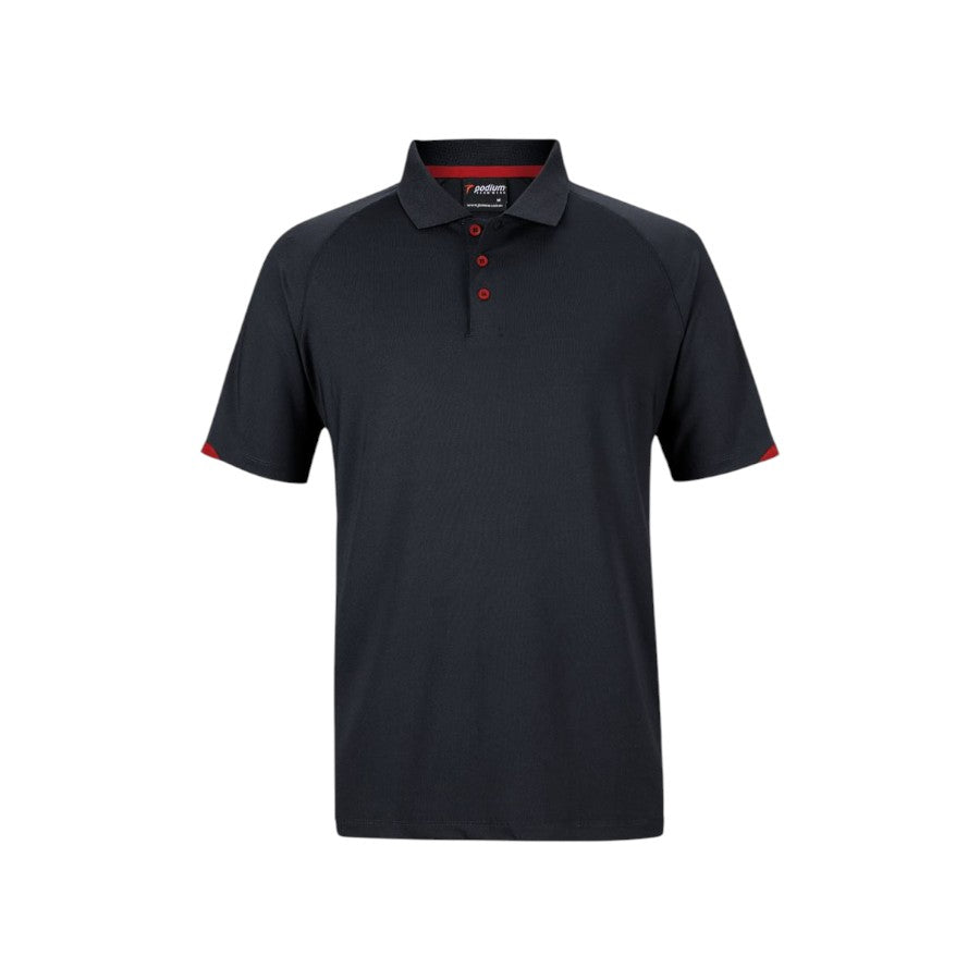Podium Contrast Stretch Polo - Black/Red