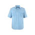 Epaulette work shirt in blue, short sleeve, front view