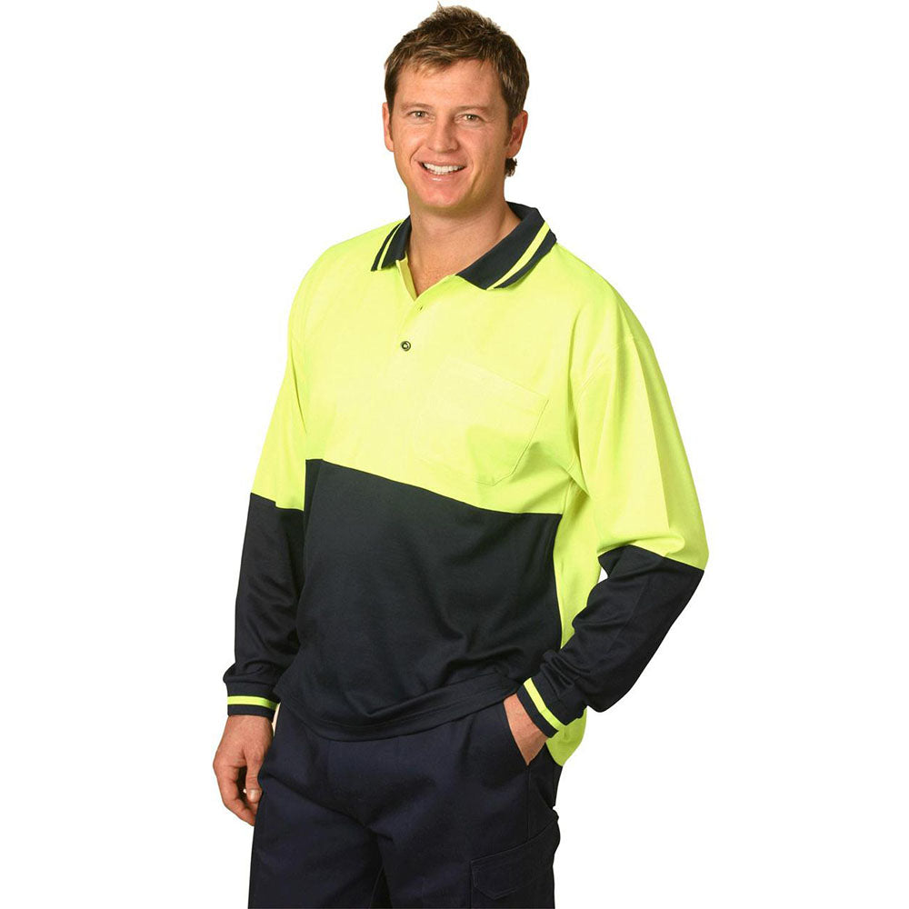 High Visibility Truedry® Mesh Knit Safety Polo Long Sleeve Safety Polo - Workwear Branding Embroidery ｜Digital Printing