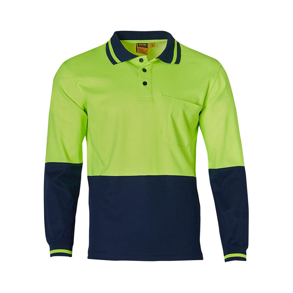 High Visibility Truedry® Mesh Knit Safety Polo Long Sleeve Safety Polo - Workwear Branding Embroidery ｜Digital Printing